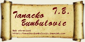 Tanacko Bumbulović vizit kartica
